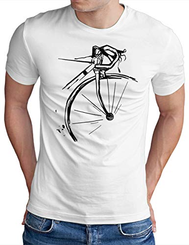 OM3® Bicycle Fahrrad T-Shirt | Herren | Vintage Radsport Radfahrer | Weiß, S von OM3