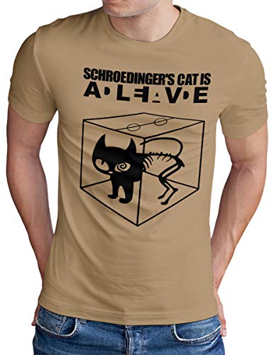 OM3® - Big Bang - Schroedingers Cat - T-Shirt - Herren - Sheldon Katze - Khaki, M von OM3