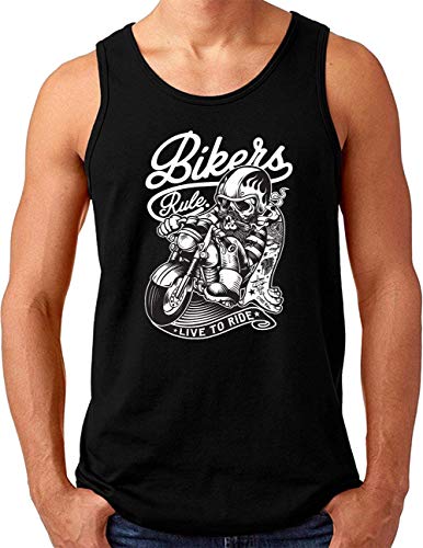 OM3® Biker-Rule Tank Top Shirt | Herren | Motorcycle Motorbike MC Club | Schwarz, 4XL von OM3