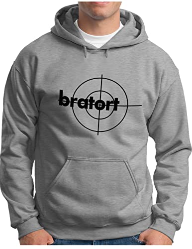 OM3® Bratort Hoodie | Herren | Koch + Grill Grillmeister Krimi Parodie | Kapuzen-Pullover Grau Meliert, L von OM3