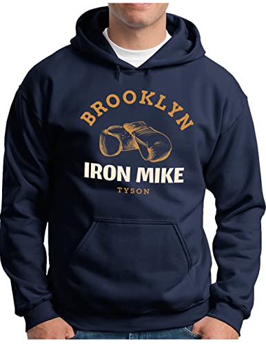 OM3® Brooklyn New York Hoodie | Herren | Iron Mike Tyson Boxing Gym | Kapuzen-Pullover Navy, L von OM3