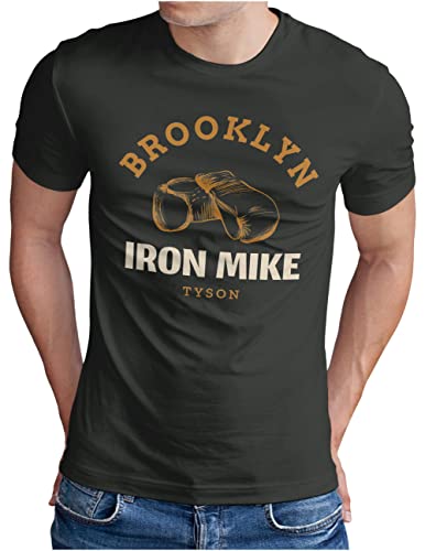 OM3® Brooklyn New York T-Shirt | Herren | Iron Mike Tyson Boxing Gym | Dark Grey, L von OM3