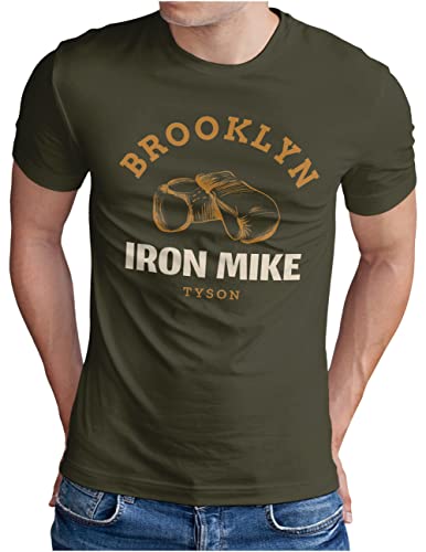 OM3® Brooklyn New York T-Shirt | Herren | Iron Mike Tyson Boxing Gym | Oliv, XL von OM3