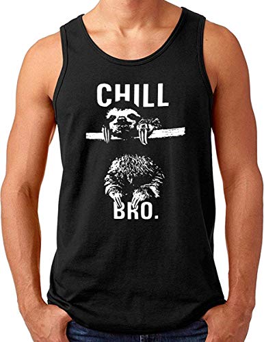 OM3® CHILL-BRO Tank Top Shirt - Herren - Faultier Motiv Lazy Sloth Chiller Fun - Schwarz, XL von OM3