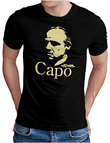 OM3® Capo T-Shirt | Herren | Legende Mafia Boss The Godfather Gangster | Schwarz, L von OM3