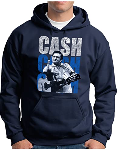 OM3® Cash-Cash-Cash Hoodie | Herren | Country Music Johnny Vintage | Kapuzen-Pullover Navy, XL von OM3
