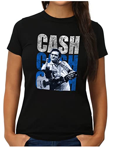 OM3® Cash-Cash-Cash T-Shirt | Damen | Country Music Johnny Vintage | XXL, Schwarz von OM3