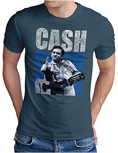 OM3® Cash-Cash-Cash T-Shirt | Herren | Country Music Johnny Vintage | Denim, L von OM3