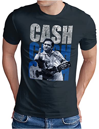 OM3® Cash-Cash-Cash T-Shirt | Herren | Country Music Johnny Vintage | Navy, L von OM3