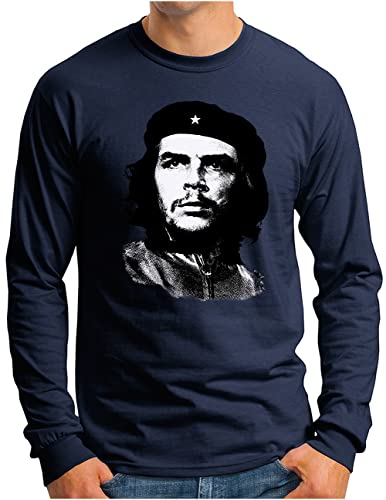 OM3® Che Guevara Langarm Shirt - Herren - Viva La Revolution Kuba Guerrilla - Navy, L von OM3