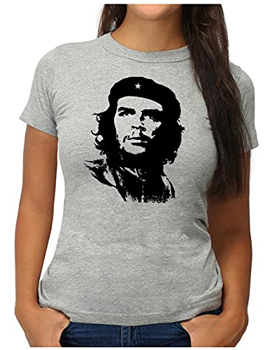 OM3® Che-Guevara T-Shirt | Damen | Viva La Revolution Castro Cuba Havana | L, Grau Meliert von OM3