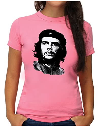 OM3® Che Guevara T-Shirt - Damen - Viva La Revolution Kuba Guerrilla - L, Pink von OM3