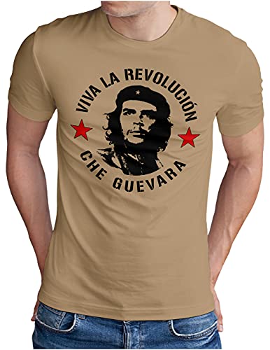 OM3® Che Guevara T-Shirt | Herren | Viva La Revolucion Guerilla Kämpfer | Khaki, 3XL von OM3