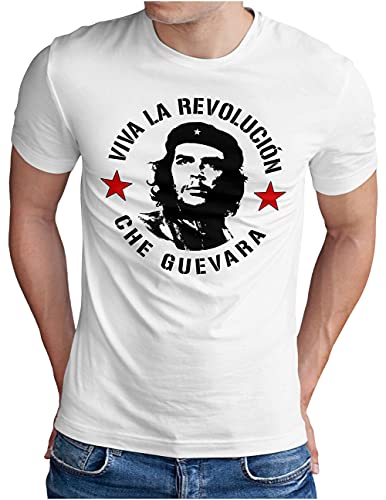 OM3® Che Guevara T-Shirt | Herren | Viva La Revolucion Guerilla Kämpfer | Weiß, L von OM3