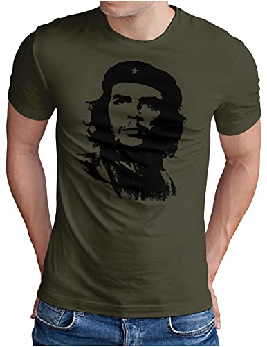 OM3® Che-Guevara T-Shirt | Herren | Viva La Revolution Castro Cuba Havana | Oliv, 3XL von OM3