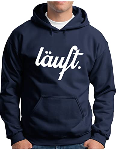 OM3® Cooler Läuft Hoodie | Herren | Sprüche Statement mit Spruch Saying Quote | Kapuzen-Pullover Navy, L von OM3