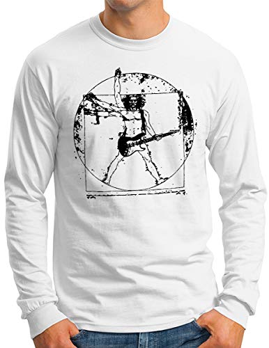 OM3® Da Vinci Rock Langarm Shirt | Herren | Guitar Parody Music Concert | Weiß, XL von OM3
