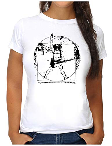 OM3® Da Vinci Rock T-Shirt | Damen | Guitar Parody Music Concert | S, Weiß von OM3