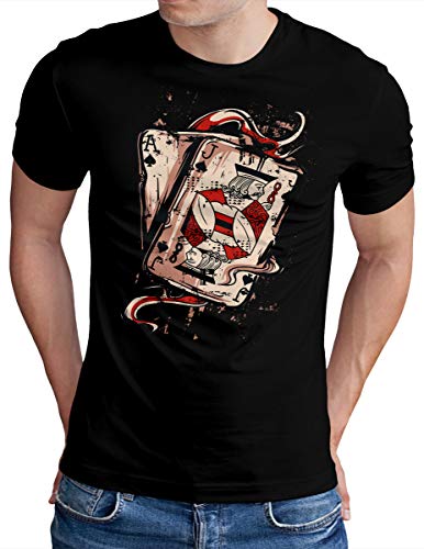 OM3® Deck of Playing Cards T-Shirt - Herren - Welcome to Fabulous Las Vegas - Schwarz, L von OM3