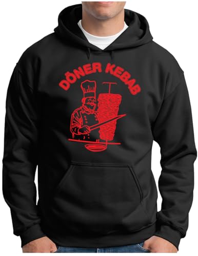 OM3® Döner Kebab Hoodie - Herren - Dönergrill Logo Dönerspieß Fun - Kapuzen-Pullover Schwarz, M von OM3