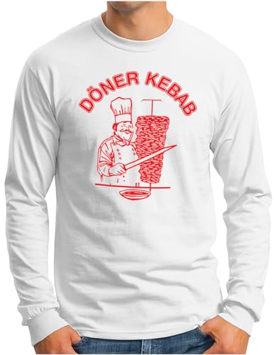 OM3® Döner Kebab Langarm Shirt - Herren - Dönergrill Logo Dönerspieß Fun - Weiß, L von OM3