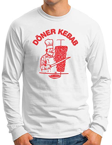 OM3® Döner Kebab Langarm Shirt - Herren - Doner Classic Original Logo - Weiß, XL von OM3