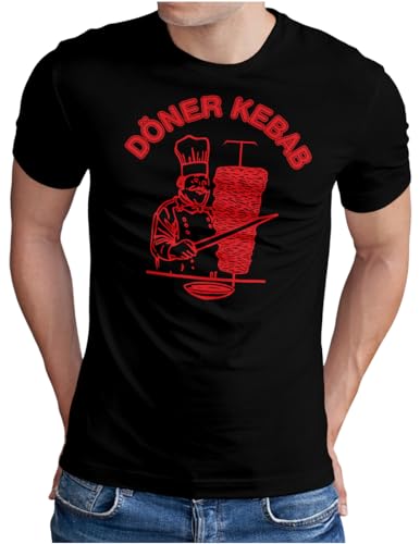 OM3® Döner Kebab T-Shirt - Herren - Dönergrill Logo Dönerspieß Fun - Schwarz, L von OM3