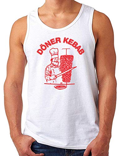 OM3® Döner Kebab Tank Top Shirt | Herren | Doner Classic Original Logo | Weiß, M von OM3