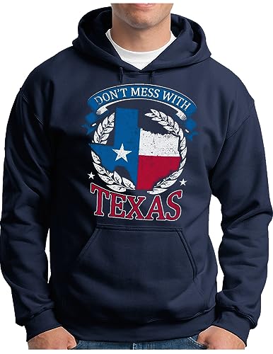 OM3® Don't Mess with Texas Hoodie | Herren | USA Vintage State Flag I | Kapuzen-Pullover Navy, M von OM3