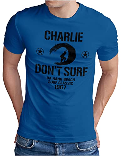 OM3® Don't Surf Charlie T-Shirt | Herren | Surf Team Vietnam US Army | Blau-SW, M von OM3