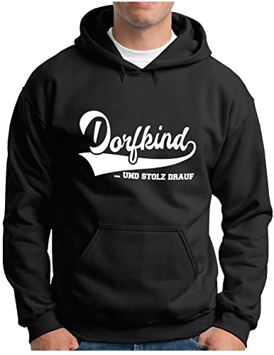 OM3® Dorfkind Hoodie | Herren | Sprüche Statement mit Spruch | Kapuzen-Pullover Schwarz, 4XL von OM3