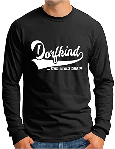 OM3® Dorfkind Langarm Shirt | Herren | Sprüche Statement mit Spruch | Schwarz, L von OM3