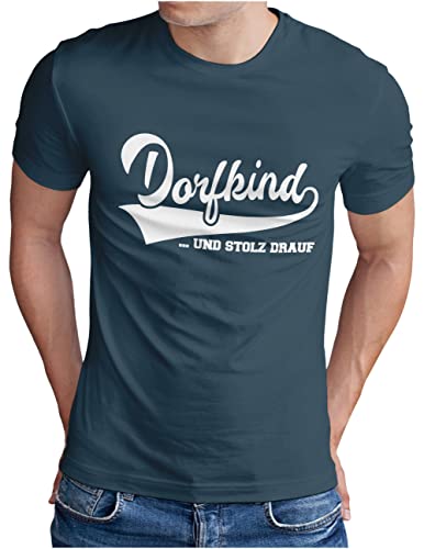 OM3® Dorfkind T-Shirt | Herren | Sprüche Statement mit Spruch | Denim, XL von OM3