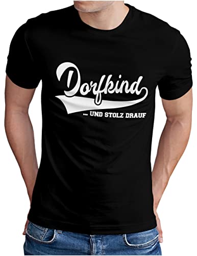 OM3® Dorfkind T-Shirt - Herren - Sprüche Statement mit Spruch - Schwarz, XXL von OM3