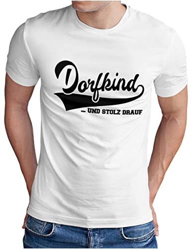 OM3® Dorfkind T-Shirt | Herren | Sprüche Statement mit Spruch | Weiß, XL von OM3