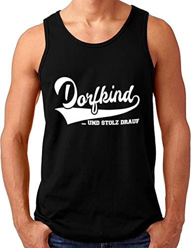 OM3® Dorfkind Tank Top Shirt - Herren - Sprüche Statement mit Spruch - Schwarz, 3XL von OM3