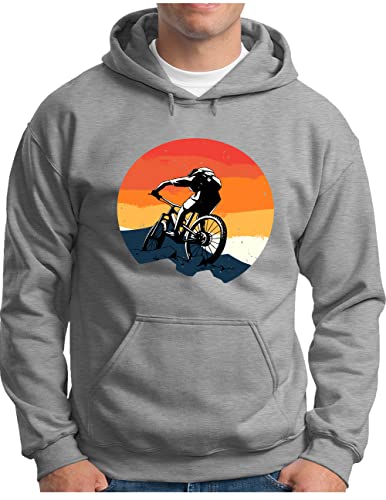 OM3® Downhill Mountainbike Hoodie | Herren | Fahrrad MTB Bicycle Biking | Kapuzen-Pullover Grau Meliert, 3XL von OM3