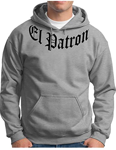 OM3® EL Patron Hoodie | Herren | Drogen Dealer Pablo Cocaine Drug Lord | Kapuzen-Pullover Grau Meliert, XL von OM3