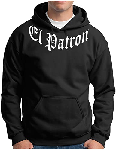 OM3® EL Patron Hoodie | Herren | Drogen Dealer Pablo Cocaine Drug Lord | Kapuzen-Pullover Schwarz, L von OM3