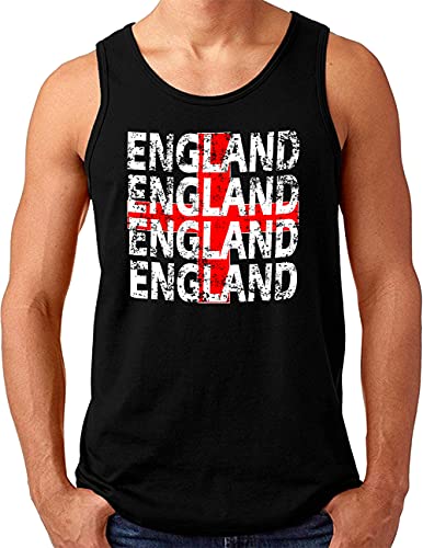 OM3® England Tank Top Shirt - Herren - Flagge Kreuz United Kingdom UK GB - Schwarz, 4XL von OM3