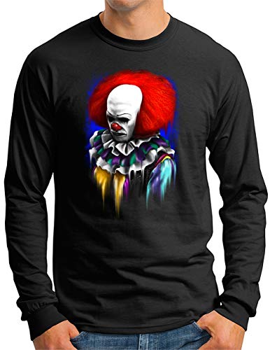 OM3® Evil Clown Langarm Shirt | Herren | Halloween Party Spooky Creepy Killer | Schwarz, M von OM3