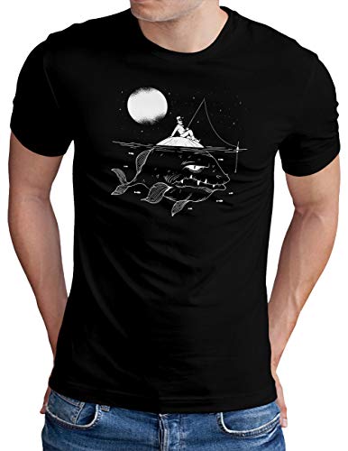 OM3® Fisch Angler T-Shirt | Herren | Vollmond Angeln Fischen | Schwarz, 4XL von OM3