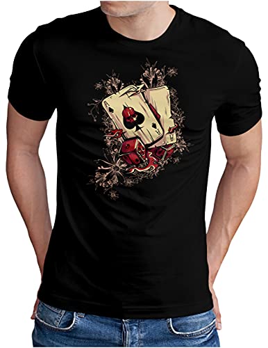 OM3® Gambling-Hell-Skull-Cards T-Shirt | Herren | Las Vegas Poker Casino | Schwarz, 4XL von OM3