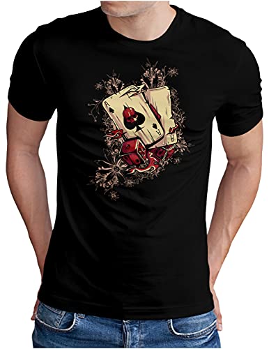 OM3® Gambling-Hell-Skull-Cards T-Shirt | Herren | Las Vegas Poker Casino | Schwarz, L von OM3