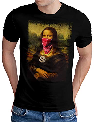 OM3® - Gangsta-ML - T-Shirt - Herren - Da Vinci Dollar Gang Bling-Bling - Schwarz, XL von OM3