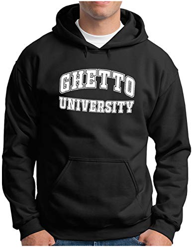 OM3® Ghetto University Hoodie | Herren | College Style | Kapuzen-Pullover Schwarz, L von OM3