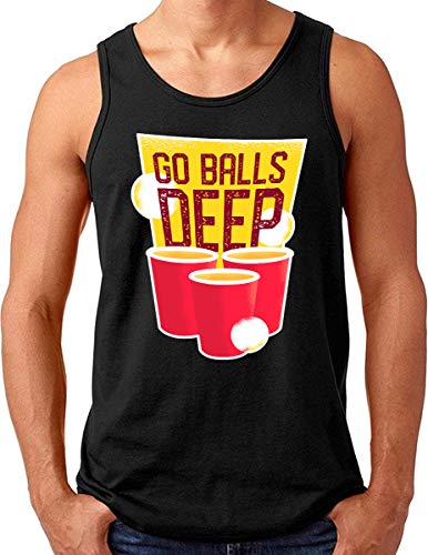 OM3® Go-Balls-Deep Tank Top Shirt - Herren - Beer Pong Fun Trinkspiel Bier Party - Schwarz, 4XL von OM3