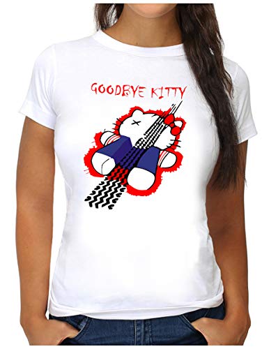 OM3® Goodbye Kitty T-Shirt - Damen - Japan Comic Sarcasm Parody - M, Weiß von OM3
