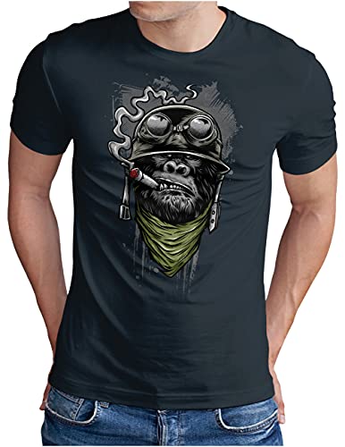 OM3® Gorilla-of-Duty T-Shirt | Herren | Smoking Monkey Biker Ape MC Rocker Army (Army) | Navy, 4XL von OM3