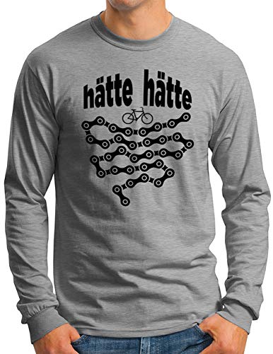 OM3® Hätte Hätte Fahrradkette Langarm Shirt - Herren - Fun Lustiger Spruch Radfahrer Bicycle - Grau Meliert, M von OM3